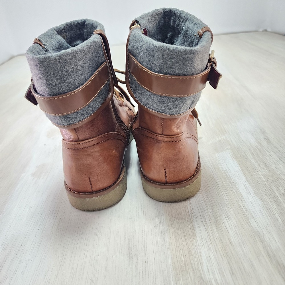 Tommy Hilfiger Womens Brown Cap Toe Combat Boots Grey Felt Cuff Size 9.5M - Picture 7 of 9